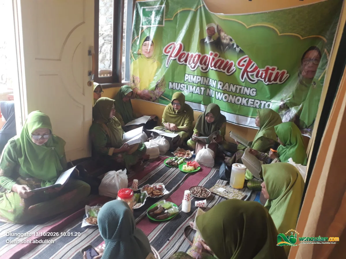 Mempererat Ukhuwah Islamiyah, PR Muslimat NU Wonokerto Gelar Khotmil Qur'an dan Tahlil Rutin di Sudimoro